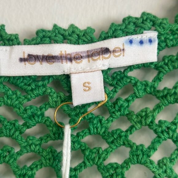 Anthropologie Love The Label Tiered Kelly Green Crochet Flutter-Sleeve Dress NWT - Picture 2 of 16